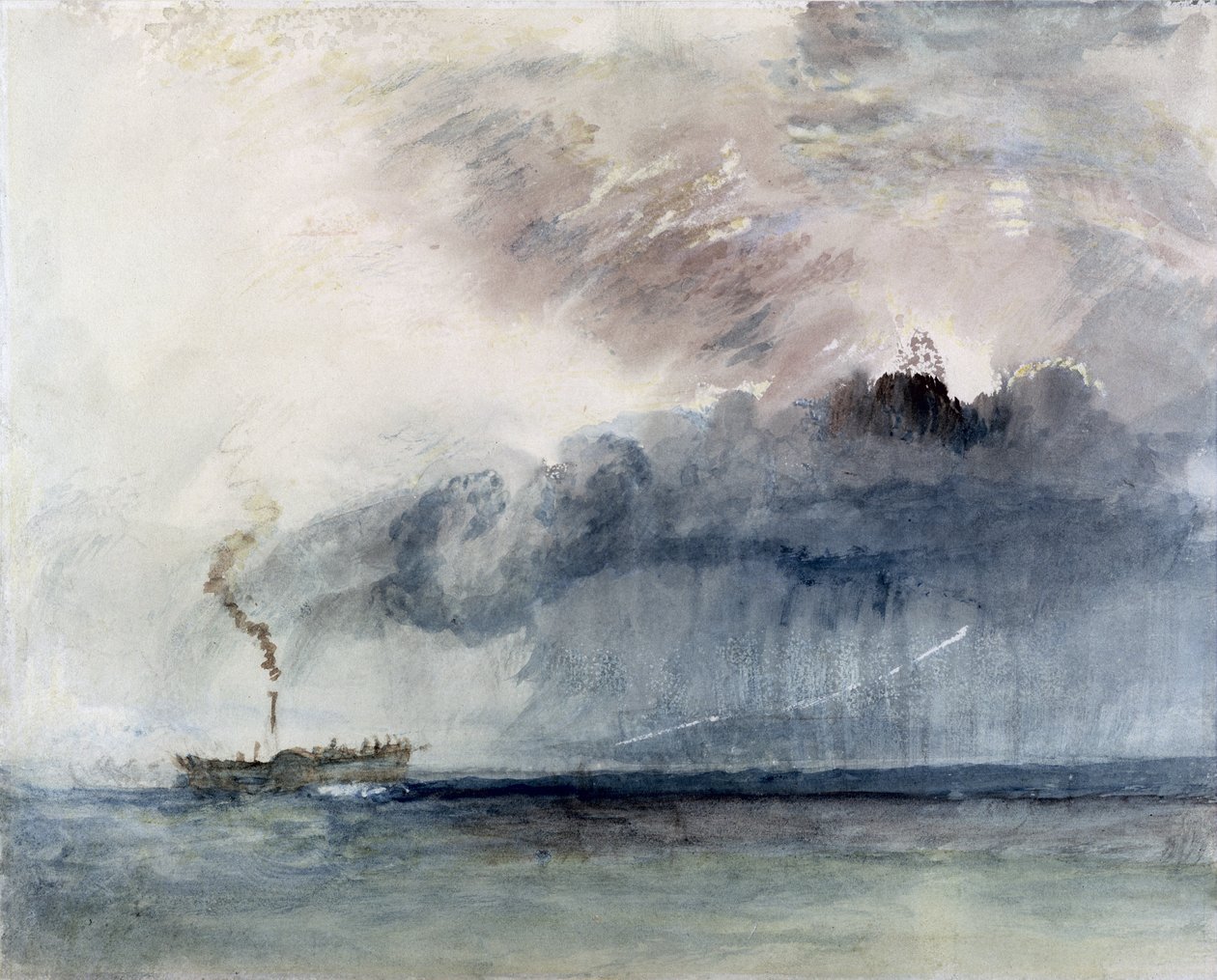 Steamboat in a Storm, ca. 1841 (wc og blyant på papir) av Joseph Mallord William Turner