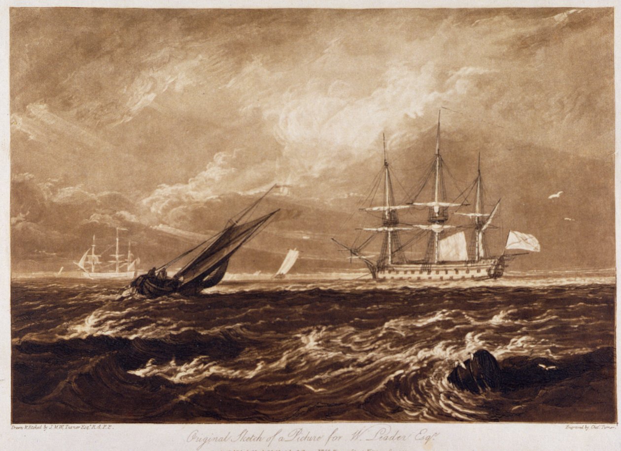The Leader Sea Piece, gravert av Charles Turner (1773-1857) 1859-61 av Joseph Mallord William Turner