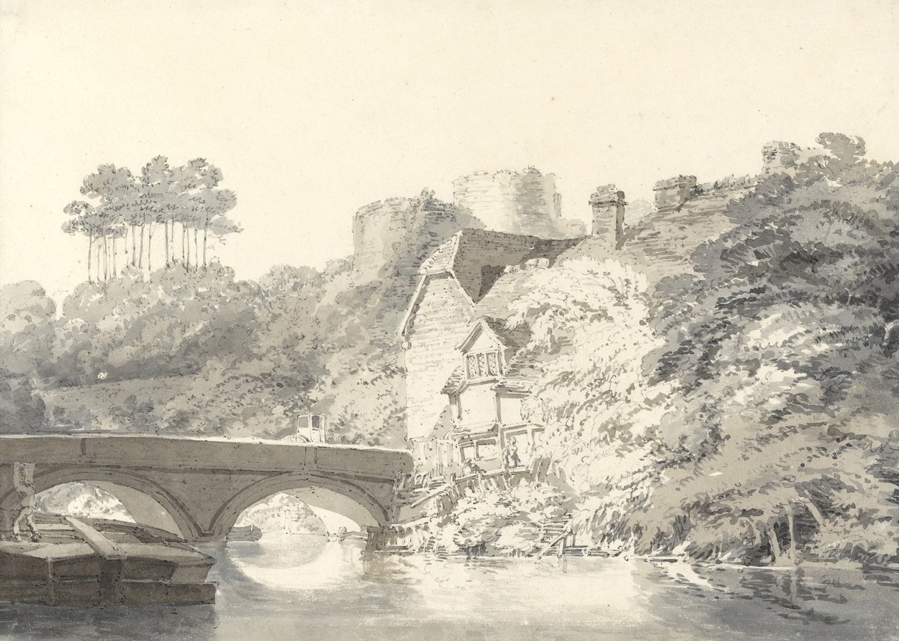 Tonbridge Castle, Kent, ca. 1794 (blyant med vask på papir) av Joseph Mallord William Turner