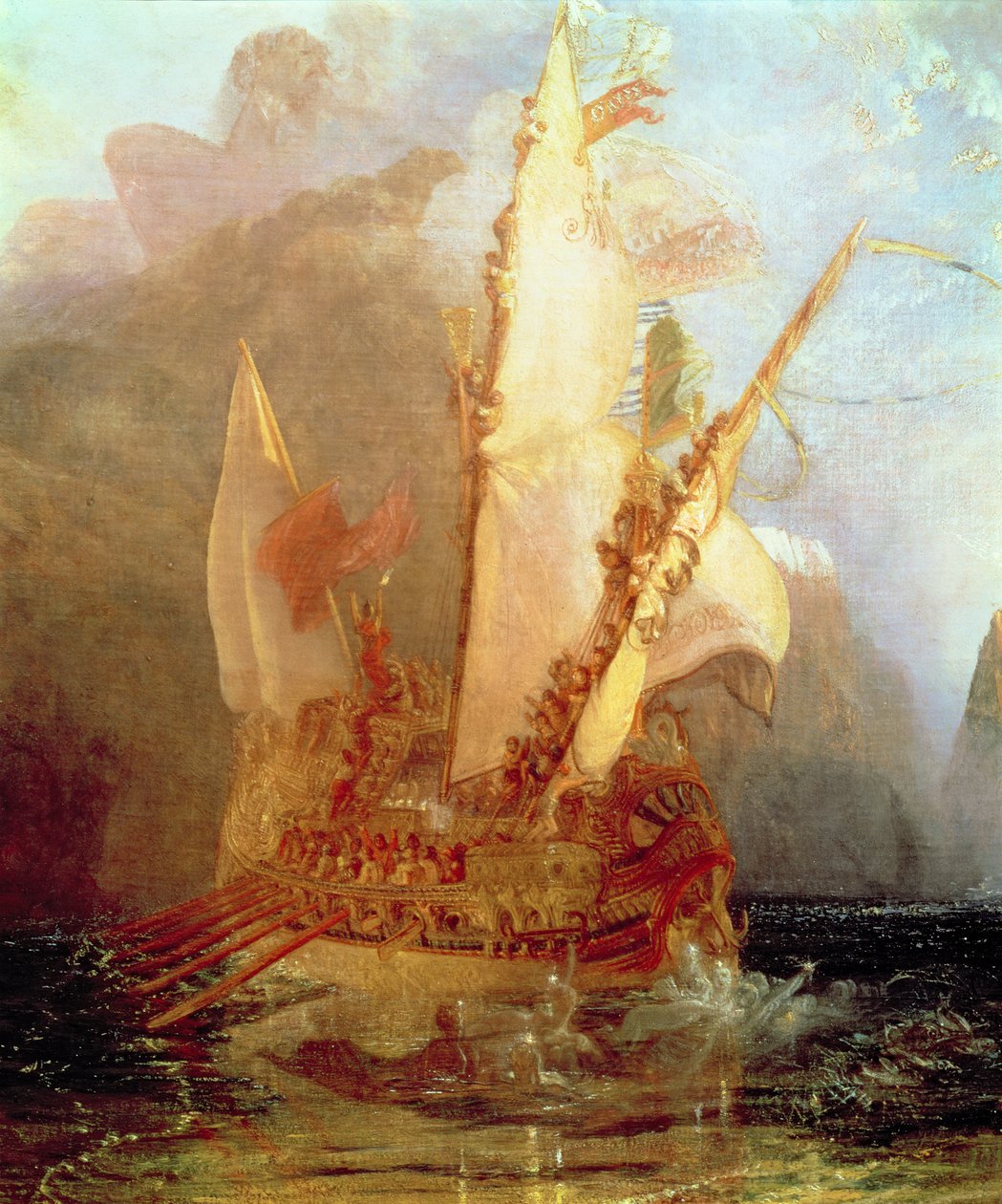 Ulysses deriding Polyphemus, detalj av skipet, 1829 (detalj av 889) av Joseph Mallord William Turner