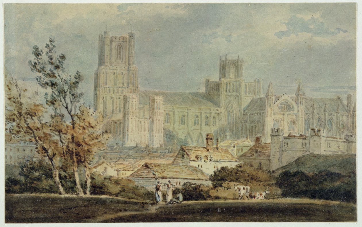 Utsikt over Ely-katedralen (blyant og wc på papir) av Joseph Mallord William Turner