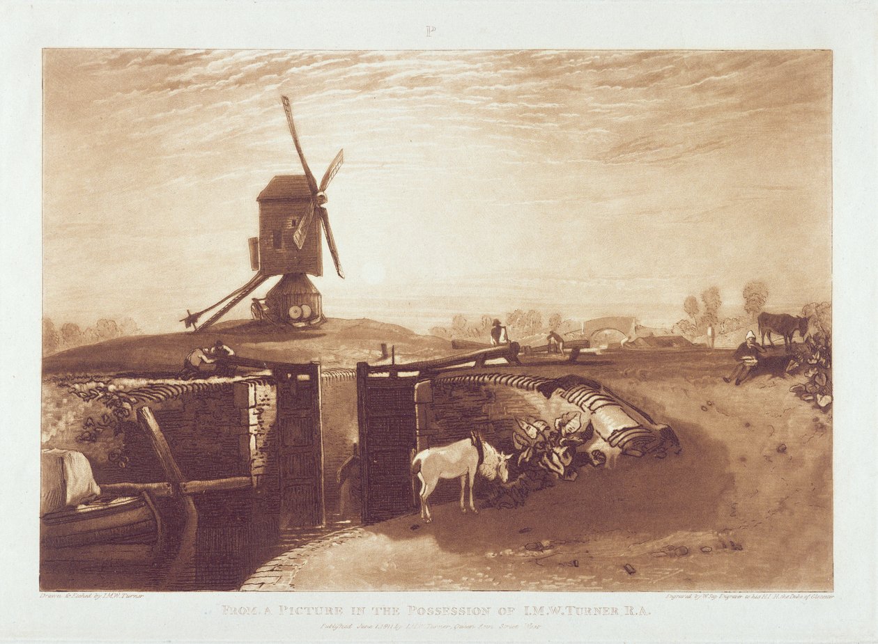 Vindmølle og lås, gravert av William Say (1768-1834) av Joseph Mallord William Turner
