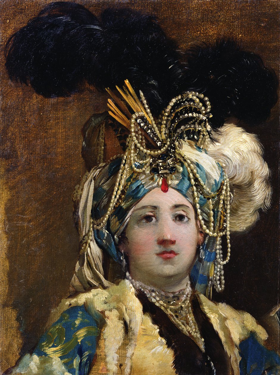 A Sultana, 1748 (olje på papir) av Joseph Marie, the Elder Vien