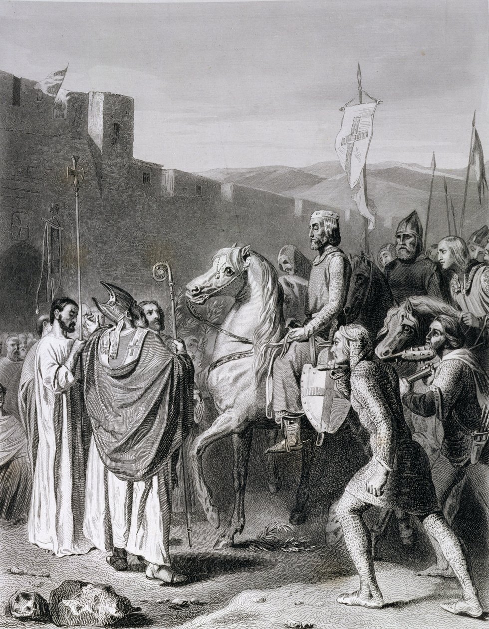 Baldwin I (ca. 1058-1118) gravert av Thibault av Joseph Nicolas Robert Fleury