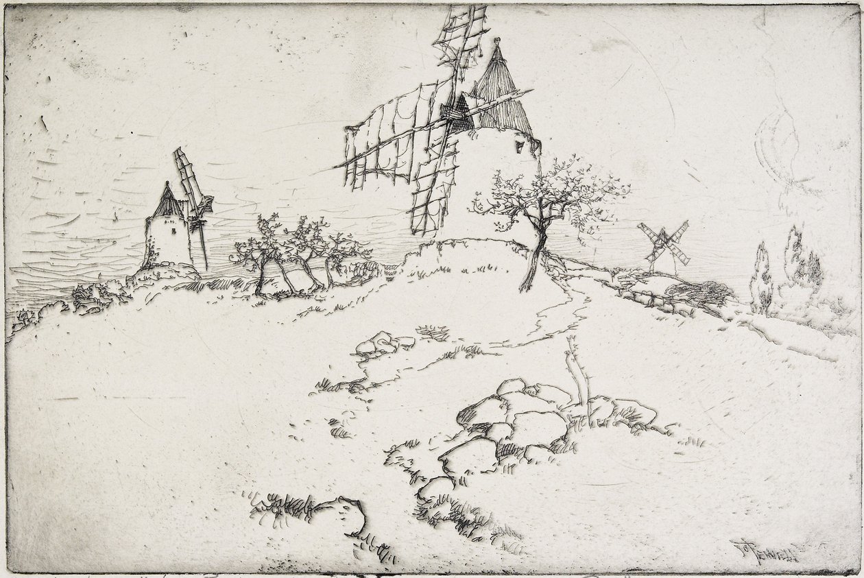 Daudets mølle, 1893 av Joseph Pennell