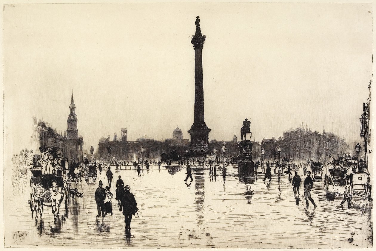 Nelson-monumentet, Trafalgar Square, London, 1887 av Joseph Pennell