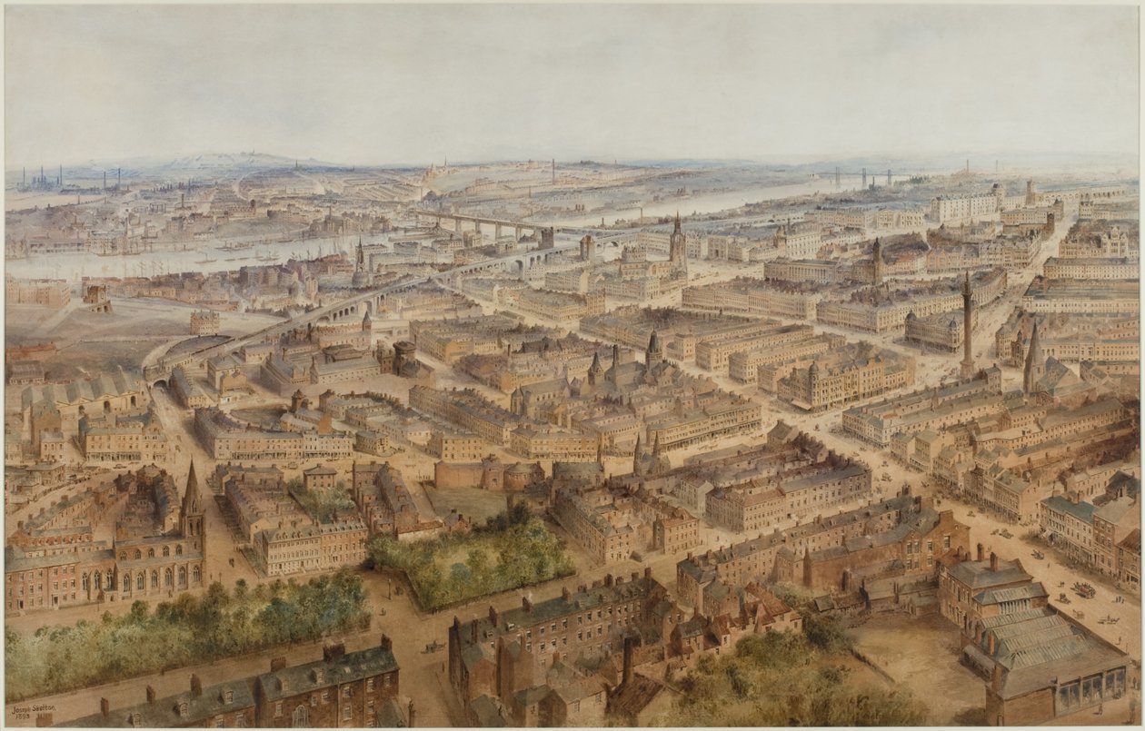 Newcastle upon Tyne (kroppsfarge, blyant og wc på papir) av Joseph Ratcliffe Skelton