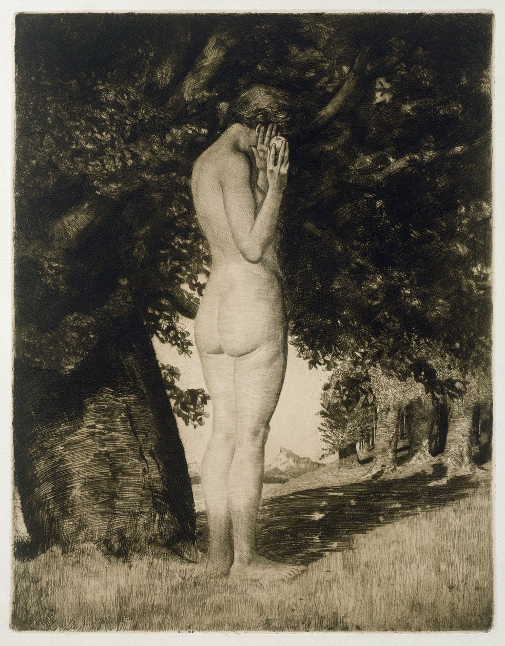 Eve, 1918 (radering på papir) av Joseph Uhl
