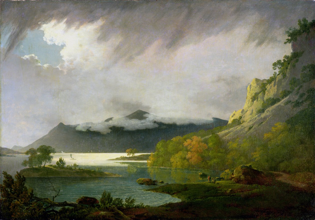 Derwent Water with Skiddaw in the Distance, ca. 1795-6 av Joseph Wright of Derby