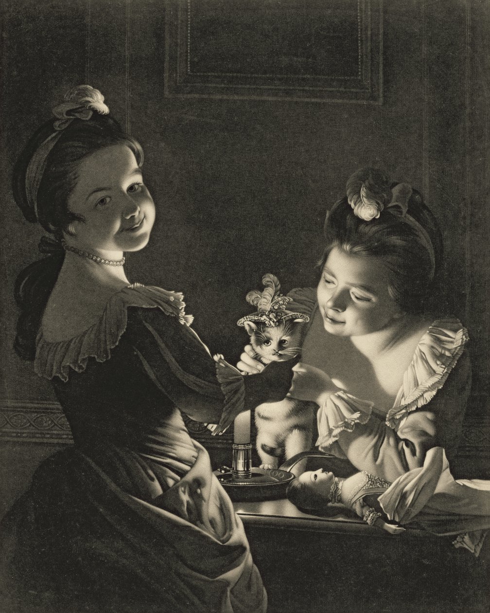 Miss Kitty Dressing, 1781 (mezzotint) av Joseph Wright of Derby