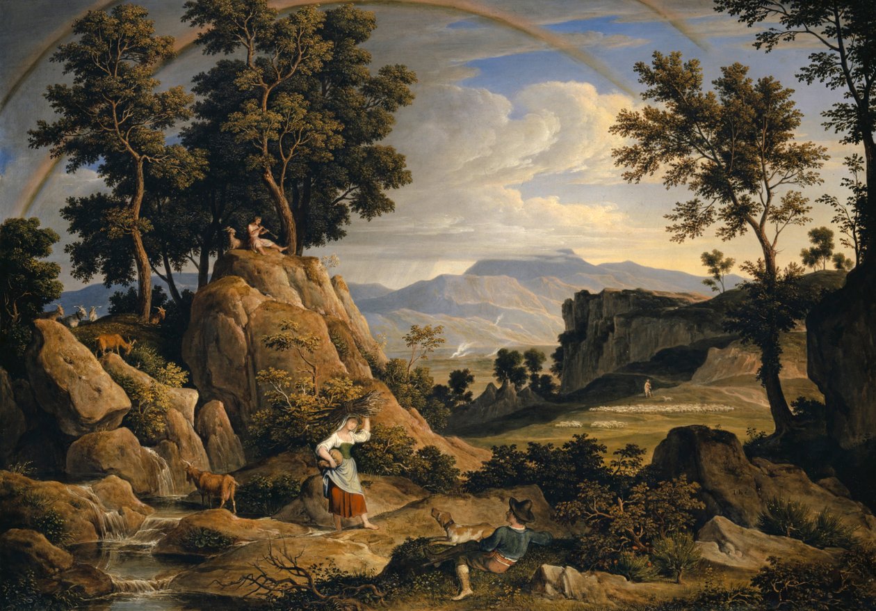 Landskap nær Olevano med regnbue, 1823-24 av Joseph Anton Koch