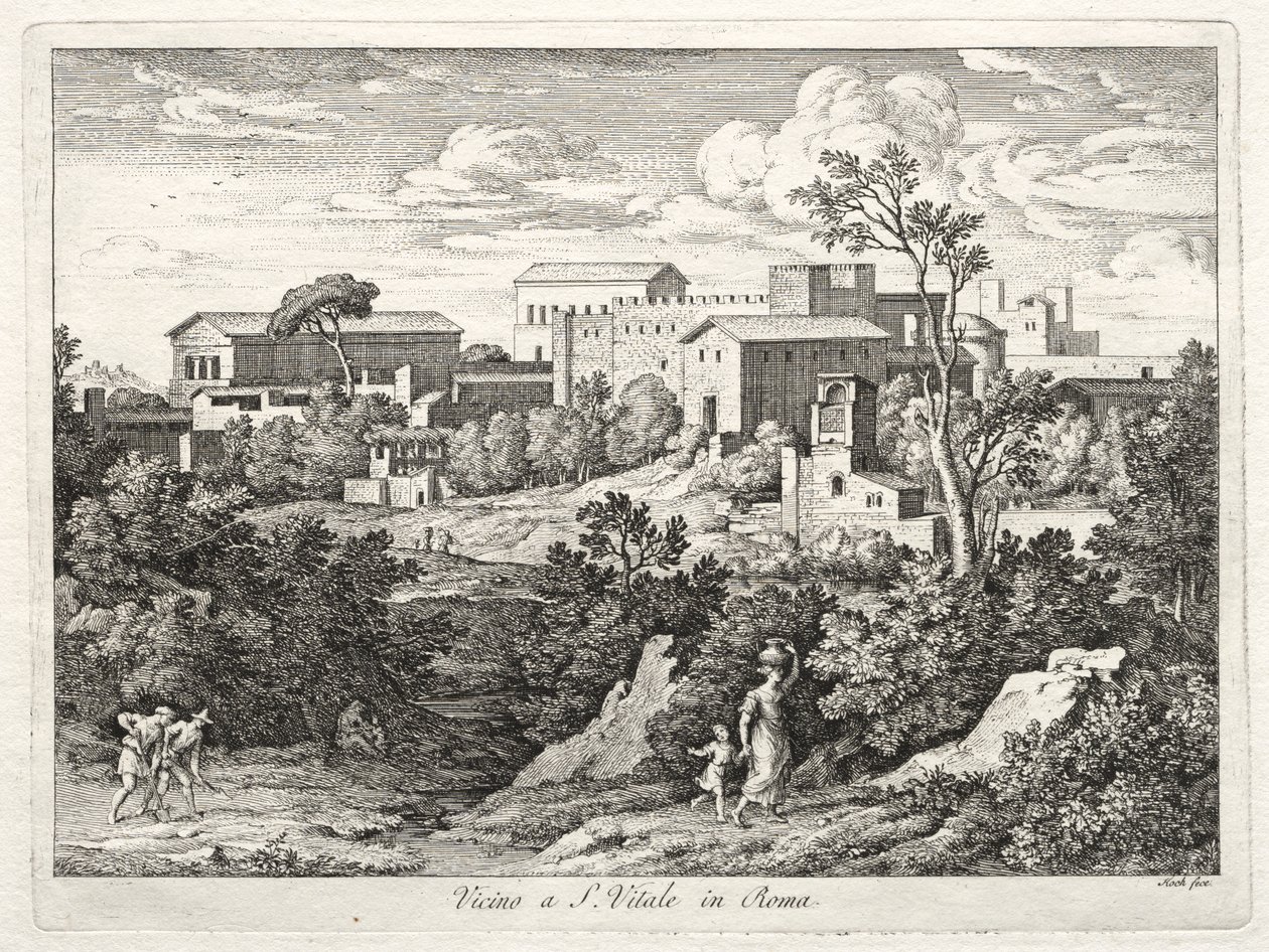 Utsikt over San Vitale, Roma av Joseph Anton Koch