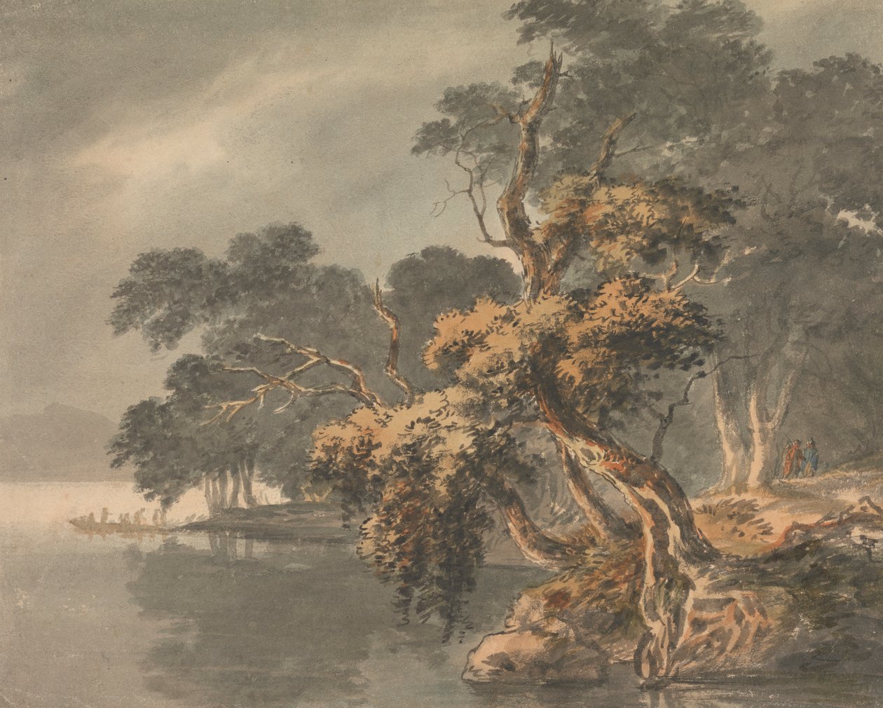 Høsttrær ved en innsjø av Joseph Barber