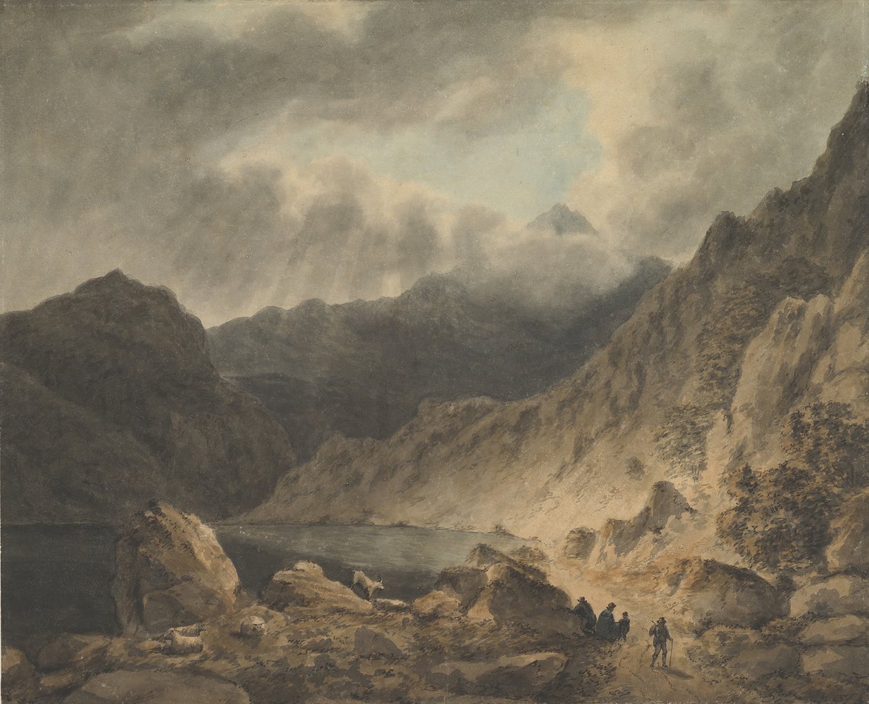 Storm over en innsjø, 1800-1811. av Joseph Barber.