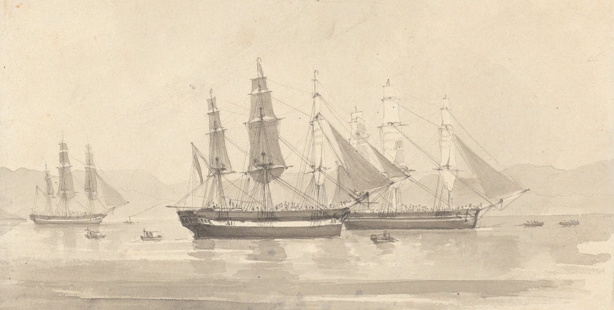 Tre skip med Barque-lignende rigg av Joseph Cartwright