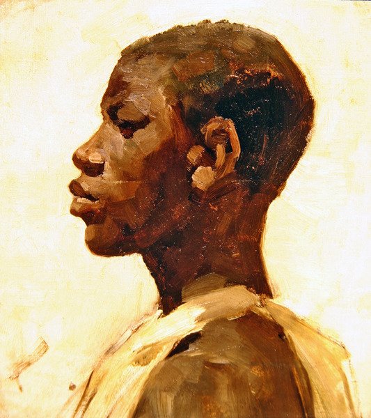 Head of a Negro (olje på lerret) av Joseph Crawhall