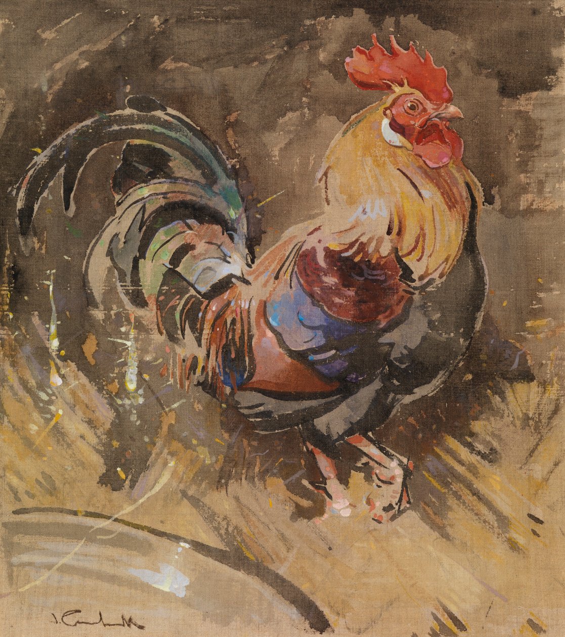 Minorca-hanen (gouache på lin) av Joseph Crawhall