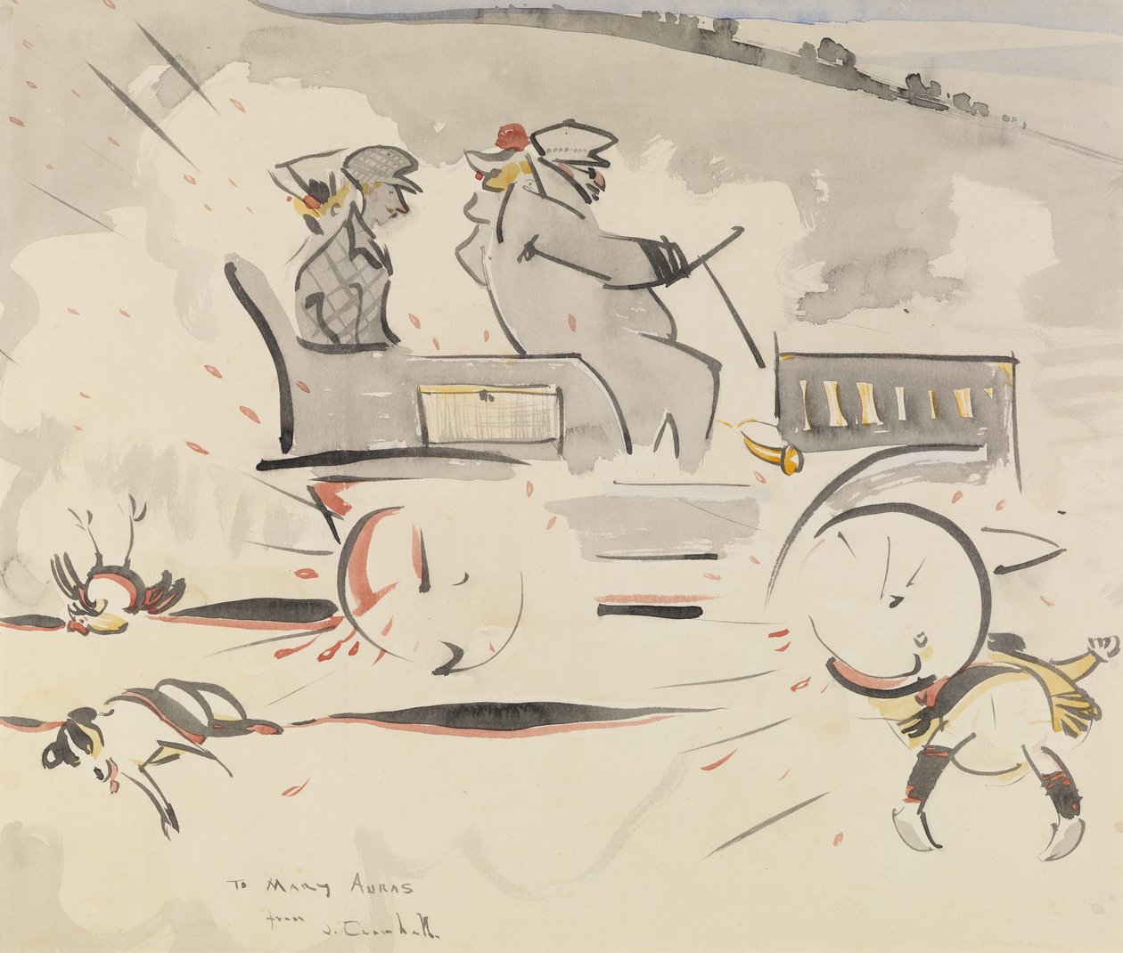 The Road Hog (vask på papir) av Joseph Crawhall