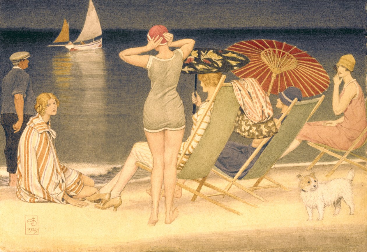 Parasoller, 1929 (wc på papir) av Joseph Edward Southall
