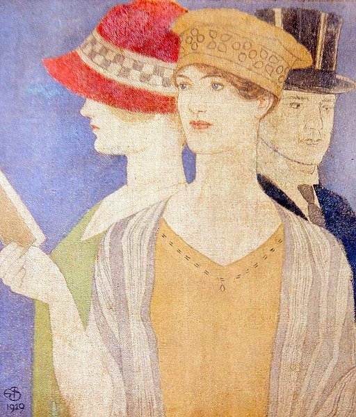 Besøkende på en utstilling av Joseph Edward Southall