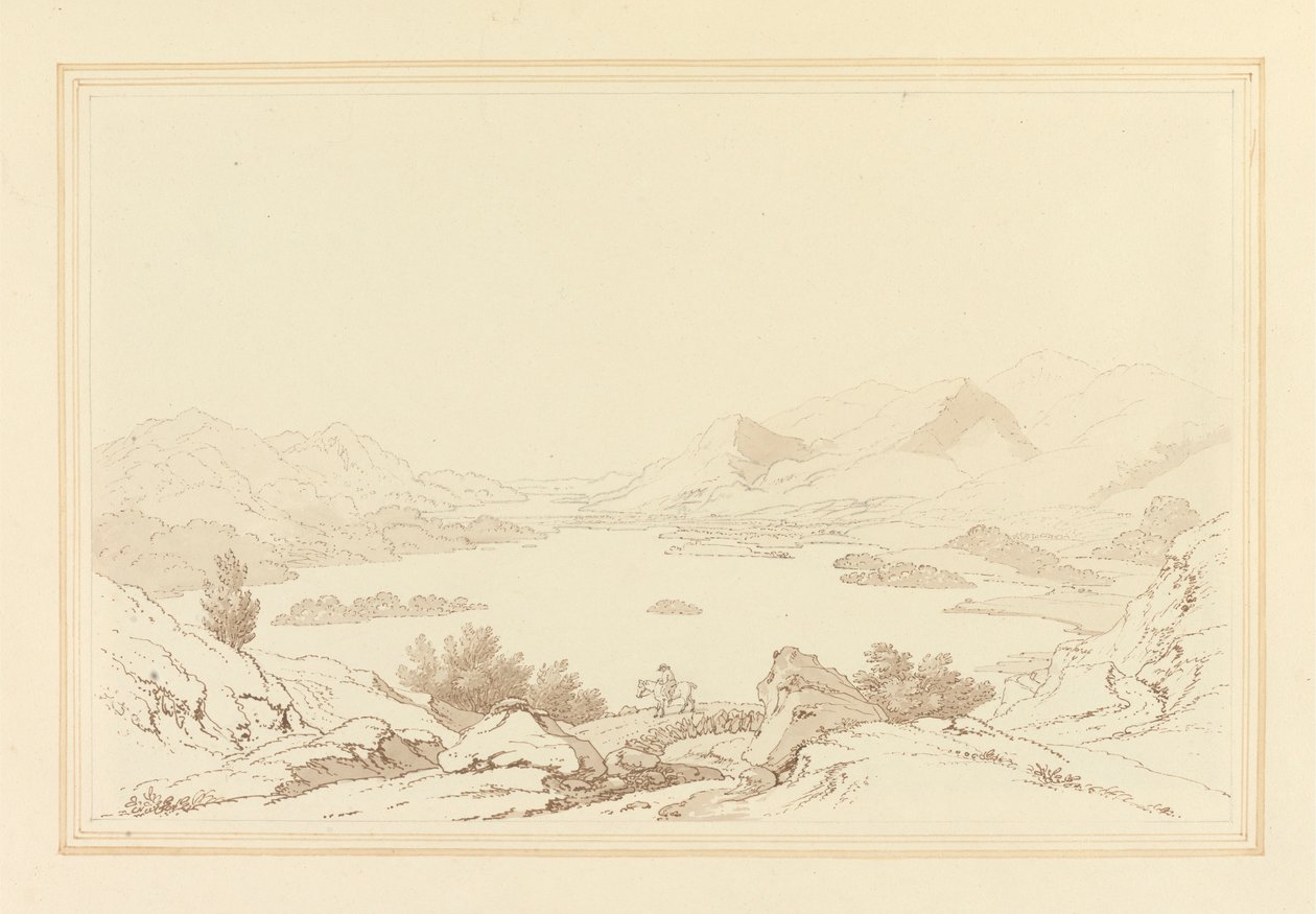 Generell utsikt over Lake of Derwent Water av Joseph Farington