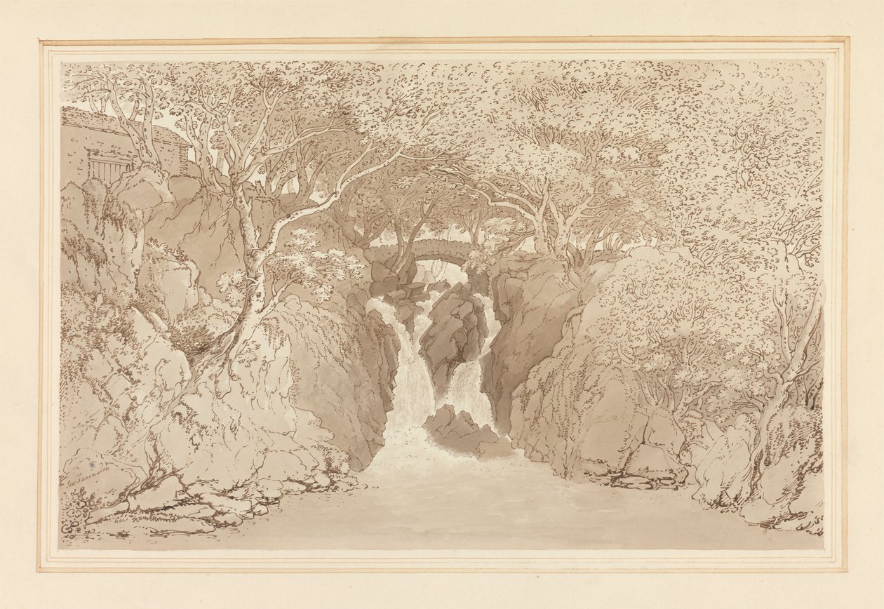 Nedre foss Rydal av Joseph Farington
