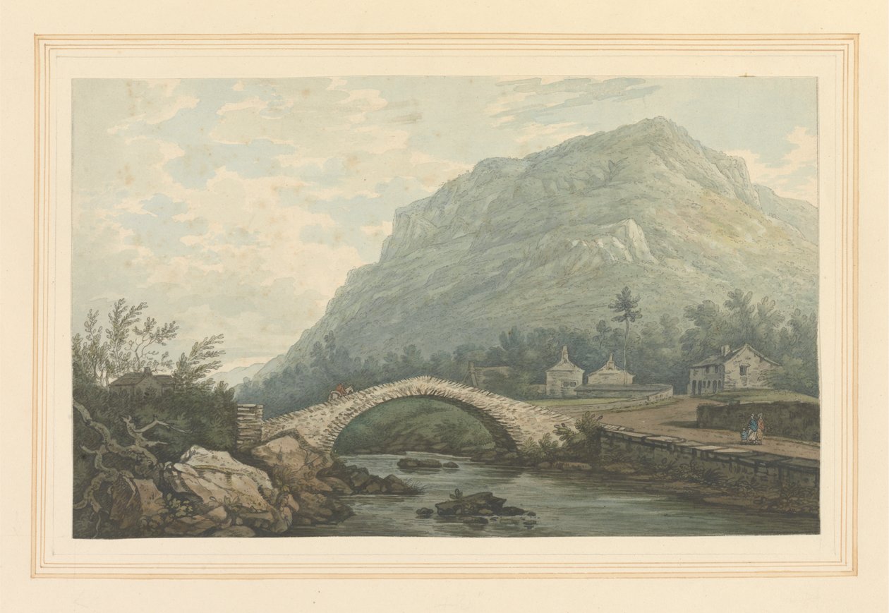 Utsikt over Bridge & Village of Rydal av Joseph Farington