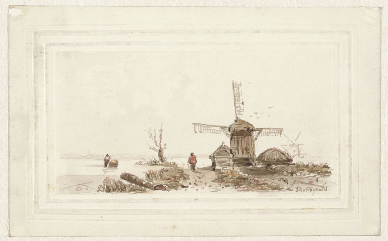 Landskap med mølle av Joseph Hartogensis