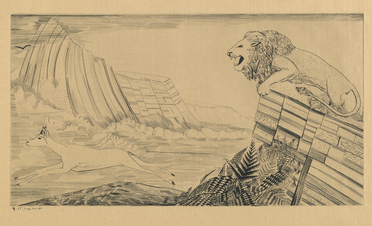 Løve og Gaselle av Joseph Hecht