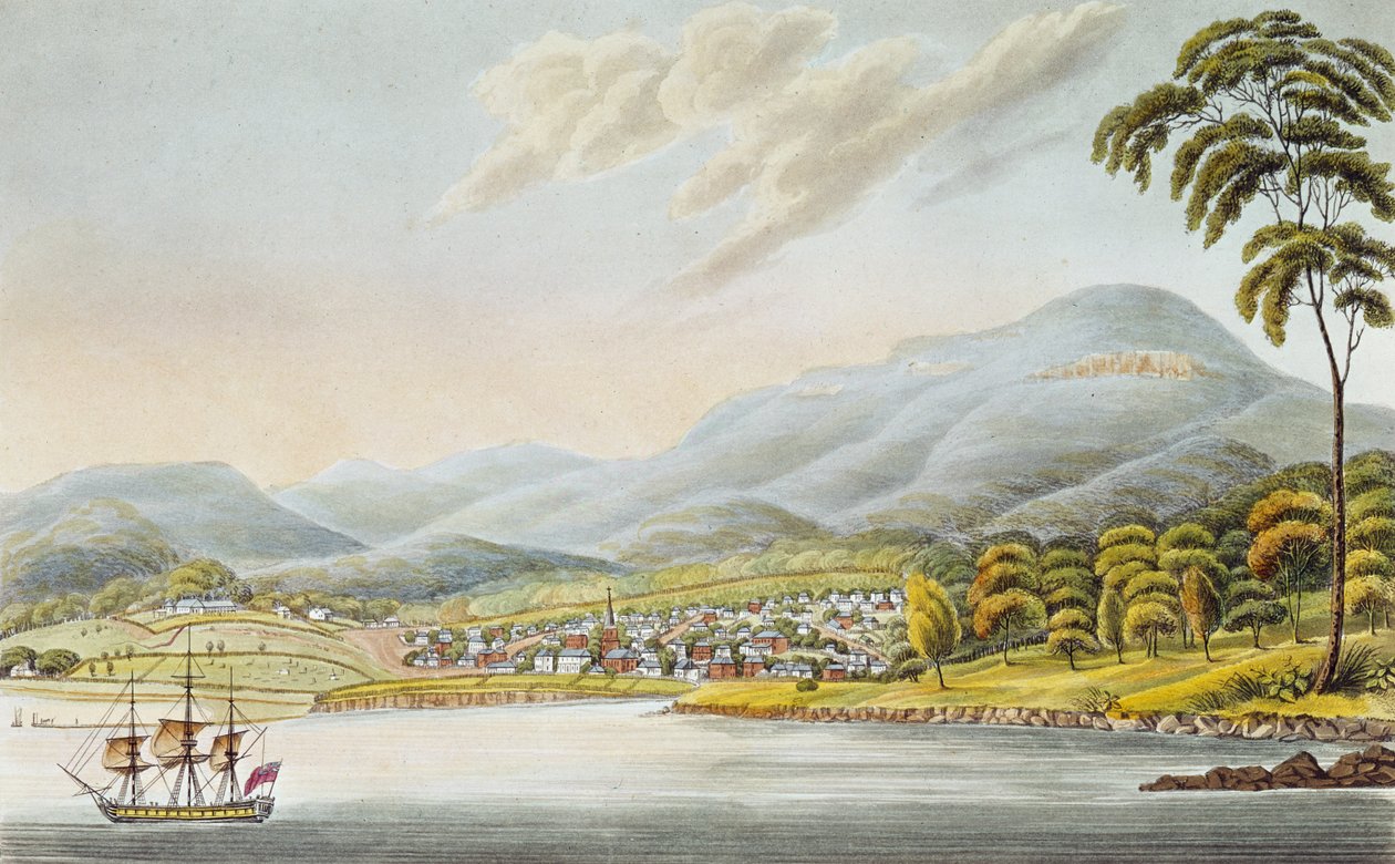 Utsikt over Hobart Town, 1824 av Joseph Lycett