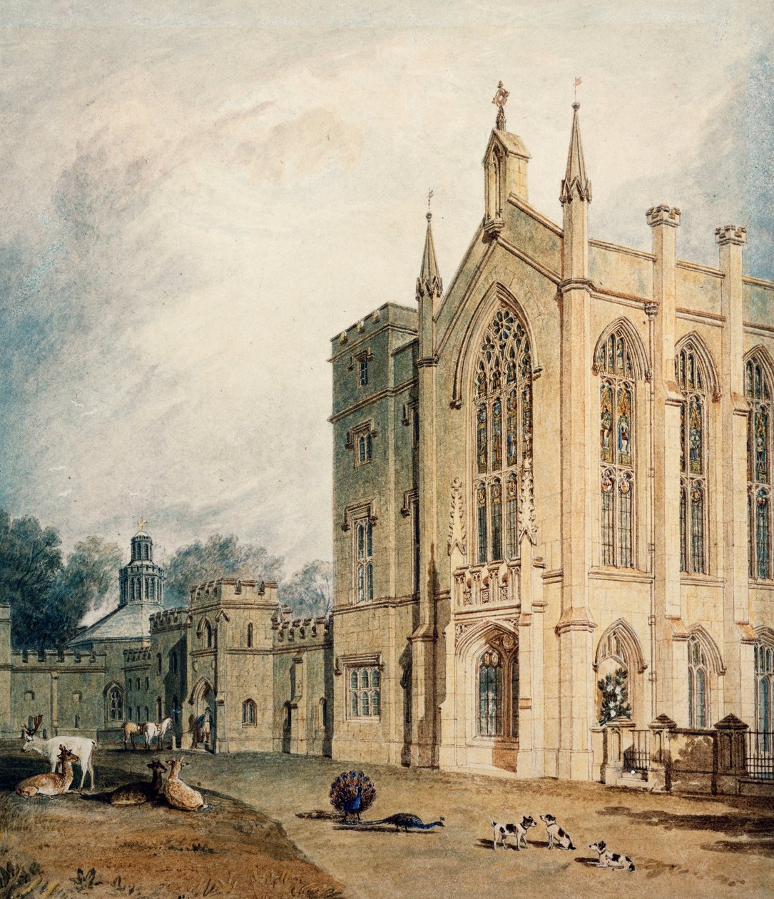Cassiobury, vestfronten, ca. 1807 av Joseph Mallord William Turner