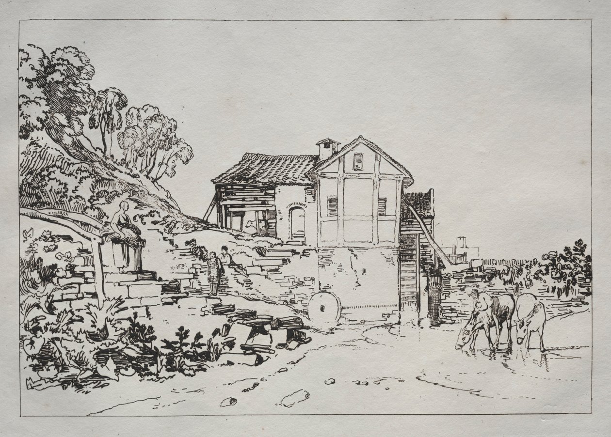 Studiebok: Vannmølle. av Joseph Mallord William Turner