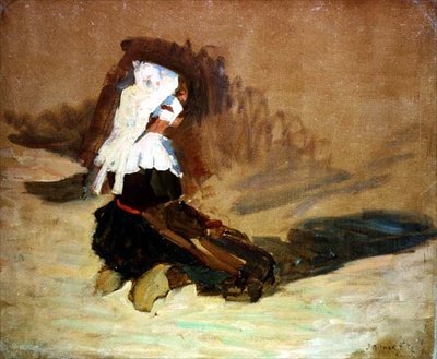 Den knelende bretonske jenta av Joseph Milner Kite