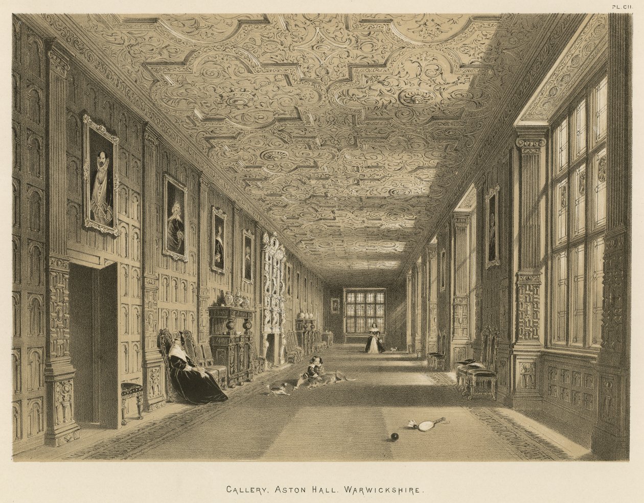 Gallery, Aston Hall, Warwickshire av Joseph Nash