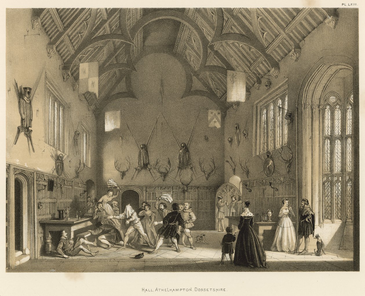 Hall, Athelhampton, Dorsetshire av Joseph Nash