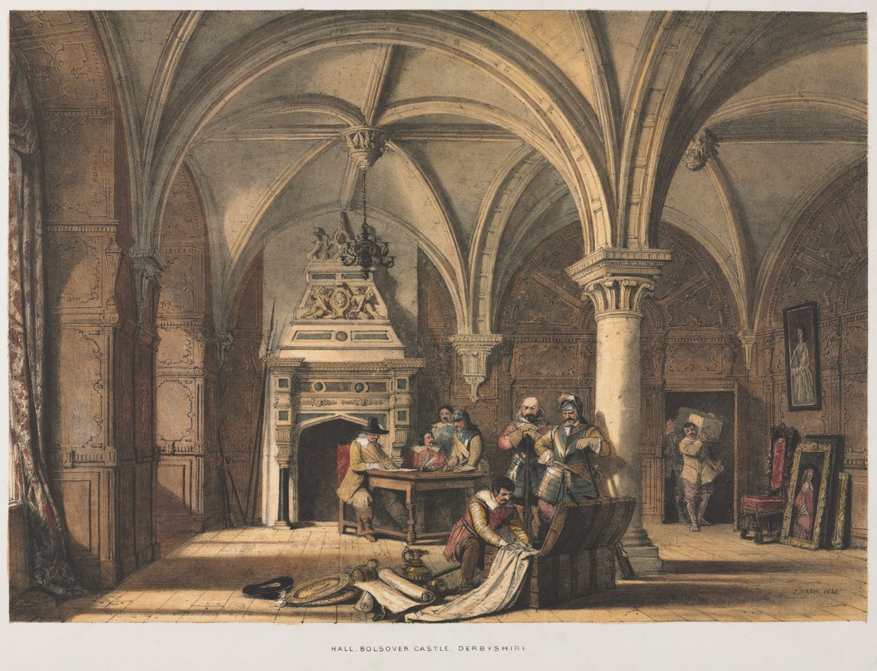 Hall, Bolsover Castle, Derbyshire av Joseph Nash