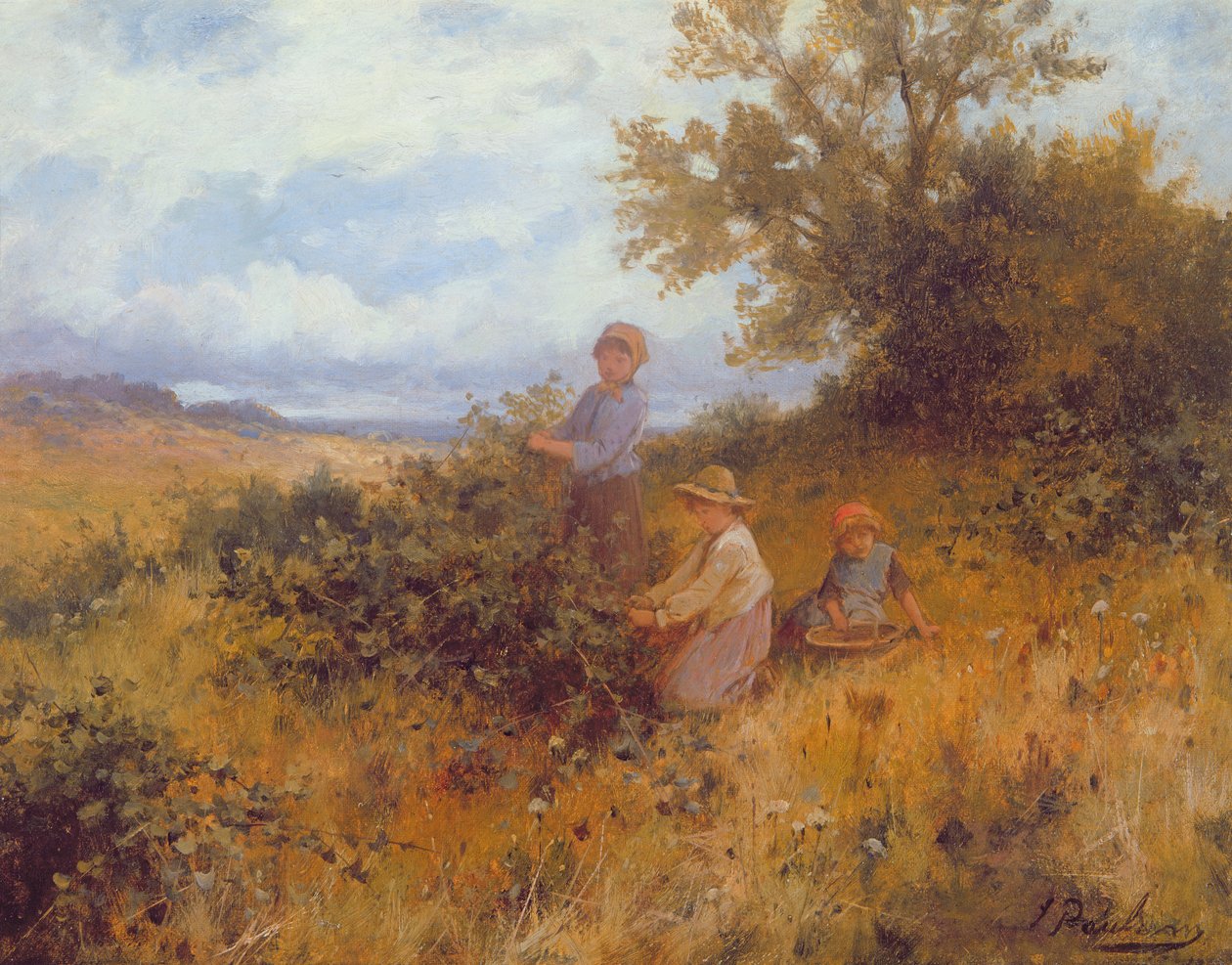 Blackberry Picking, ca. 1870 (olje på lerret) av Joseph Paulman