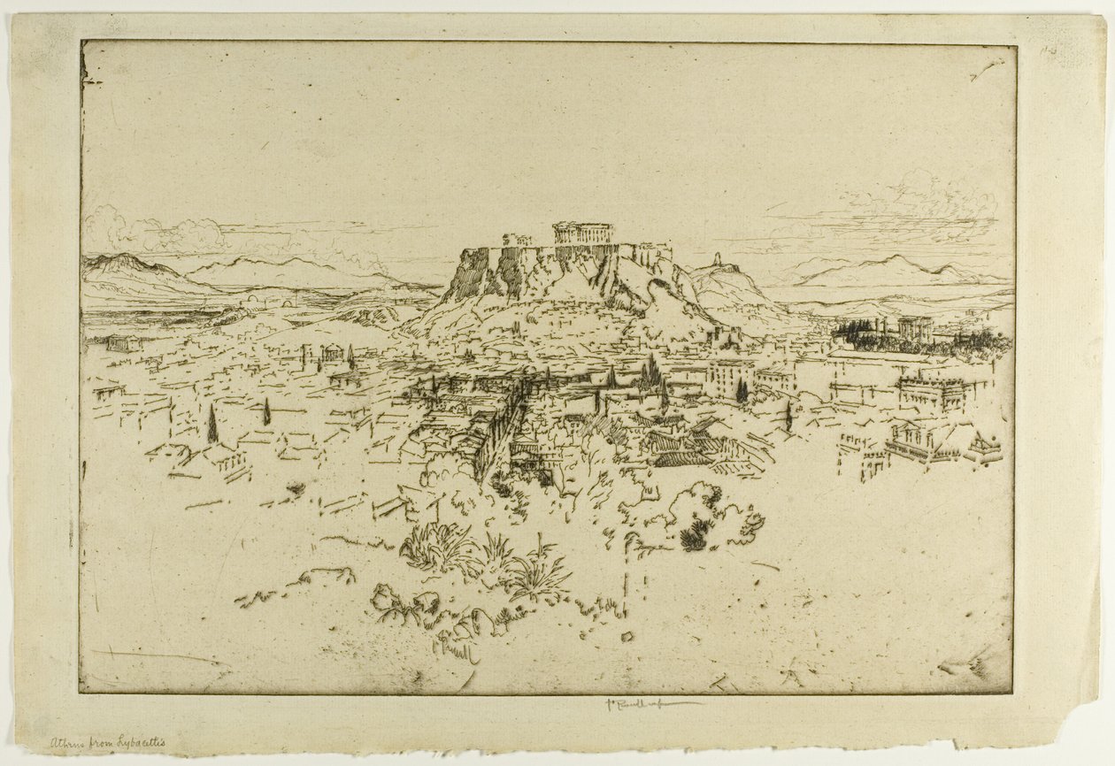 Athen fra Mount Lybacettus av Joseph Pennell
