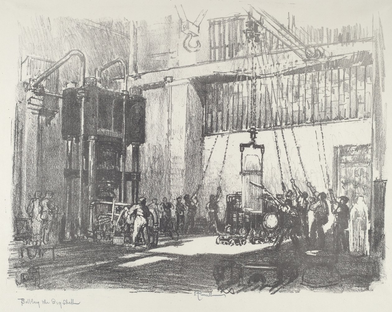 Bottling the Big Shell, 1916. av Joseph Pennell