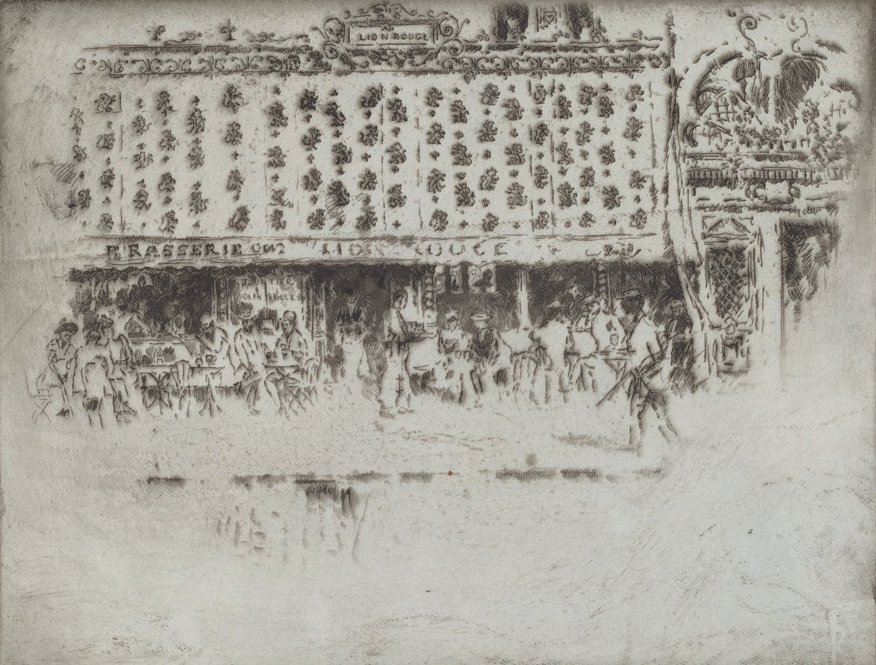 Brasserie, Au Lion Rouge, 1893. av Joseph Pennell