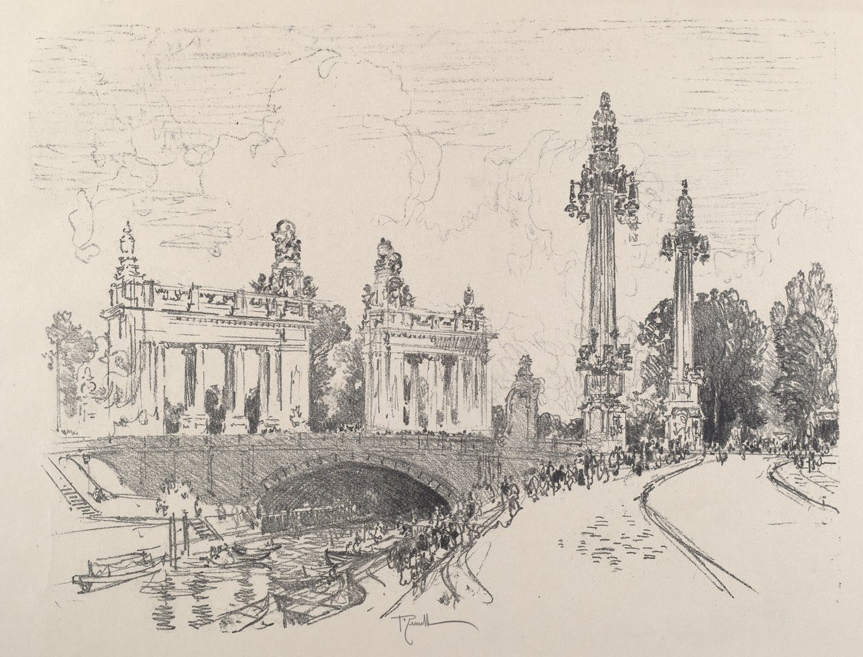 Broen ved Charlottenburg, 1921. av Joseph Pennell