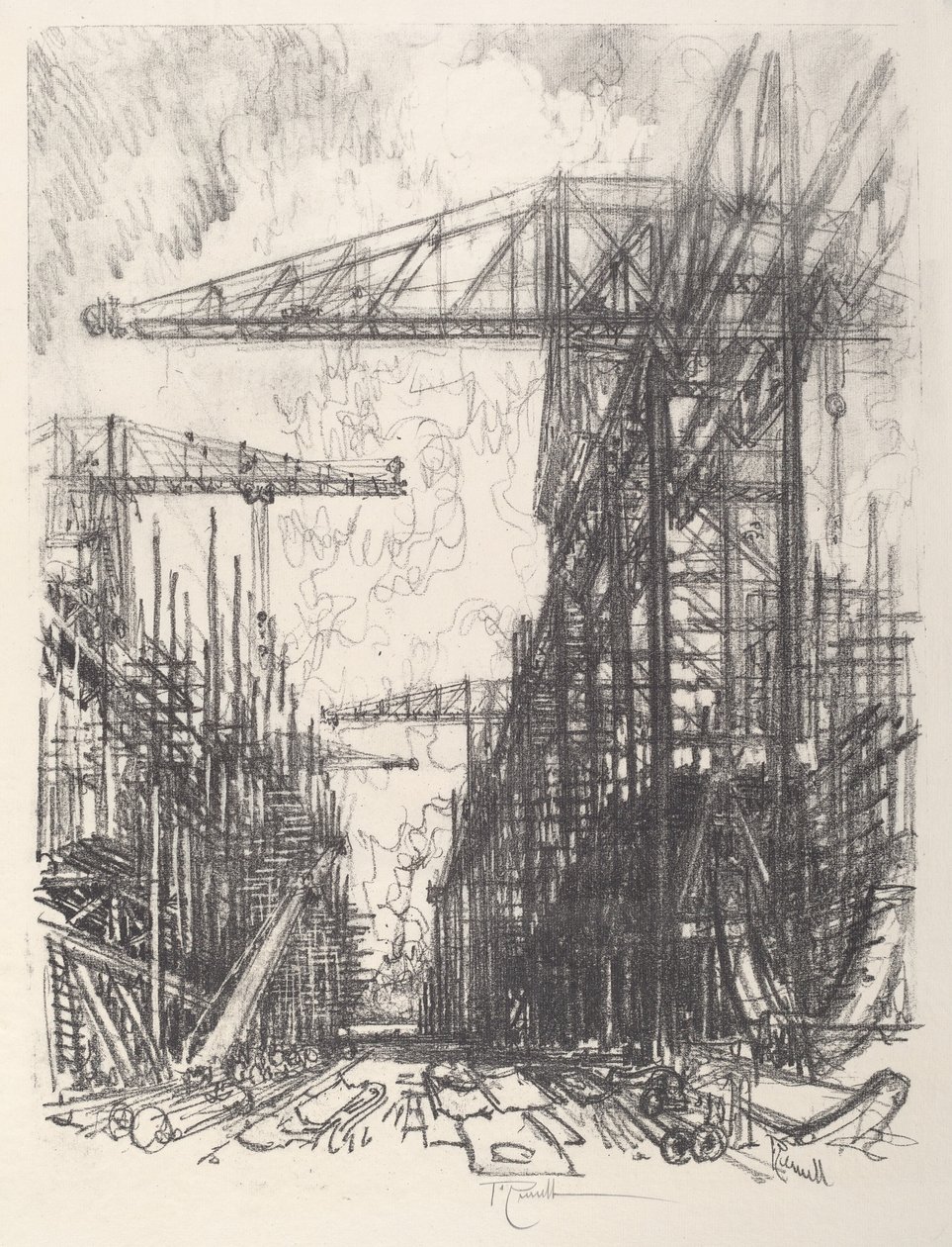 Building Destroyers, No.I av Joseph Pennell