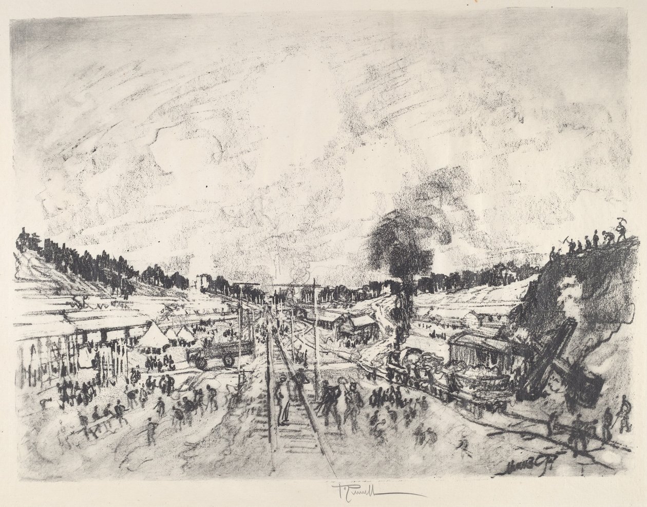 Bygge leiren, 1917. av Joseph Pennell