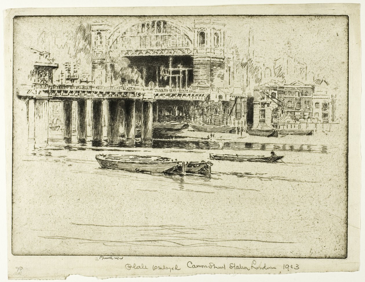 Cannon Street Station, fra elven av Joseph Pennell