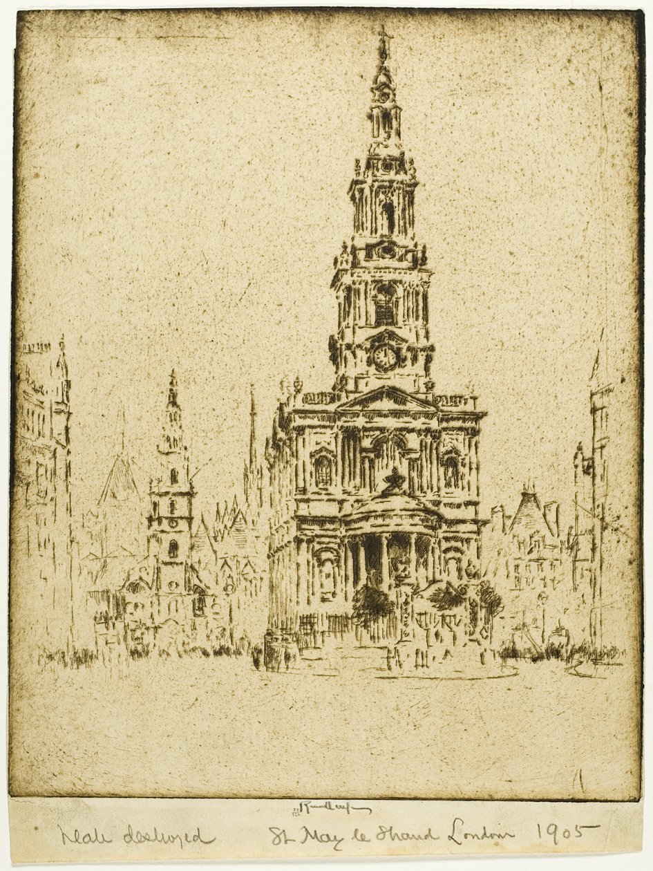 Saint Mary-le-Strand-kirken av Joseph Pennell