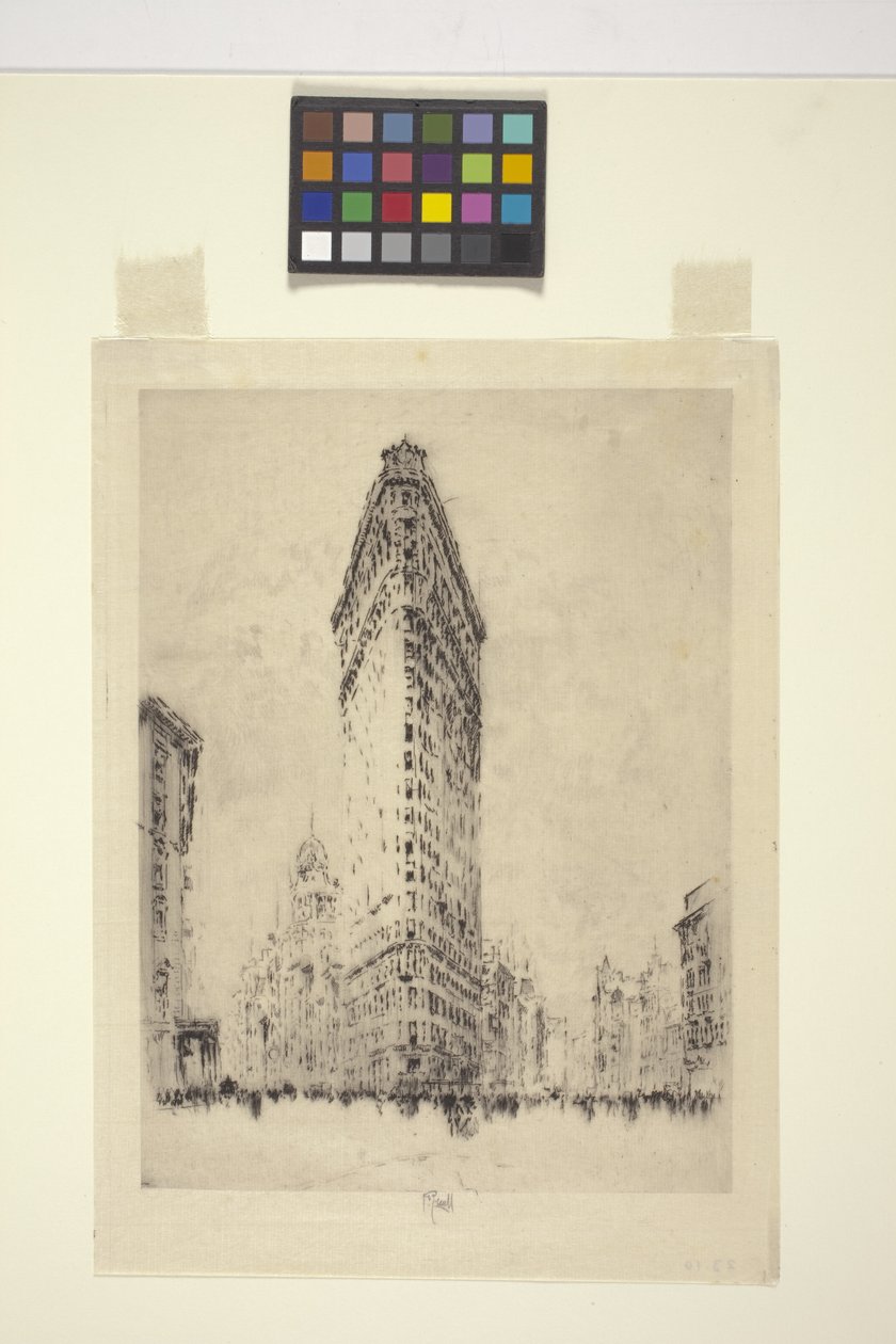 Flatjernsbygning (etsing) av Joseph Pennell