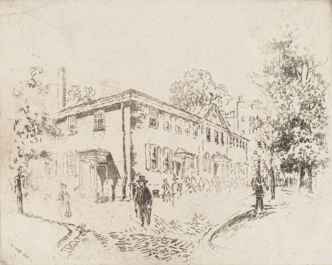 Fourth Street, Meeting House, Philadelphia, 1920. av Joseph Pennell