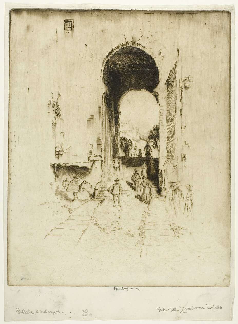 Porten til Zocodover, Toledo av Joseph Pennell