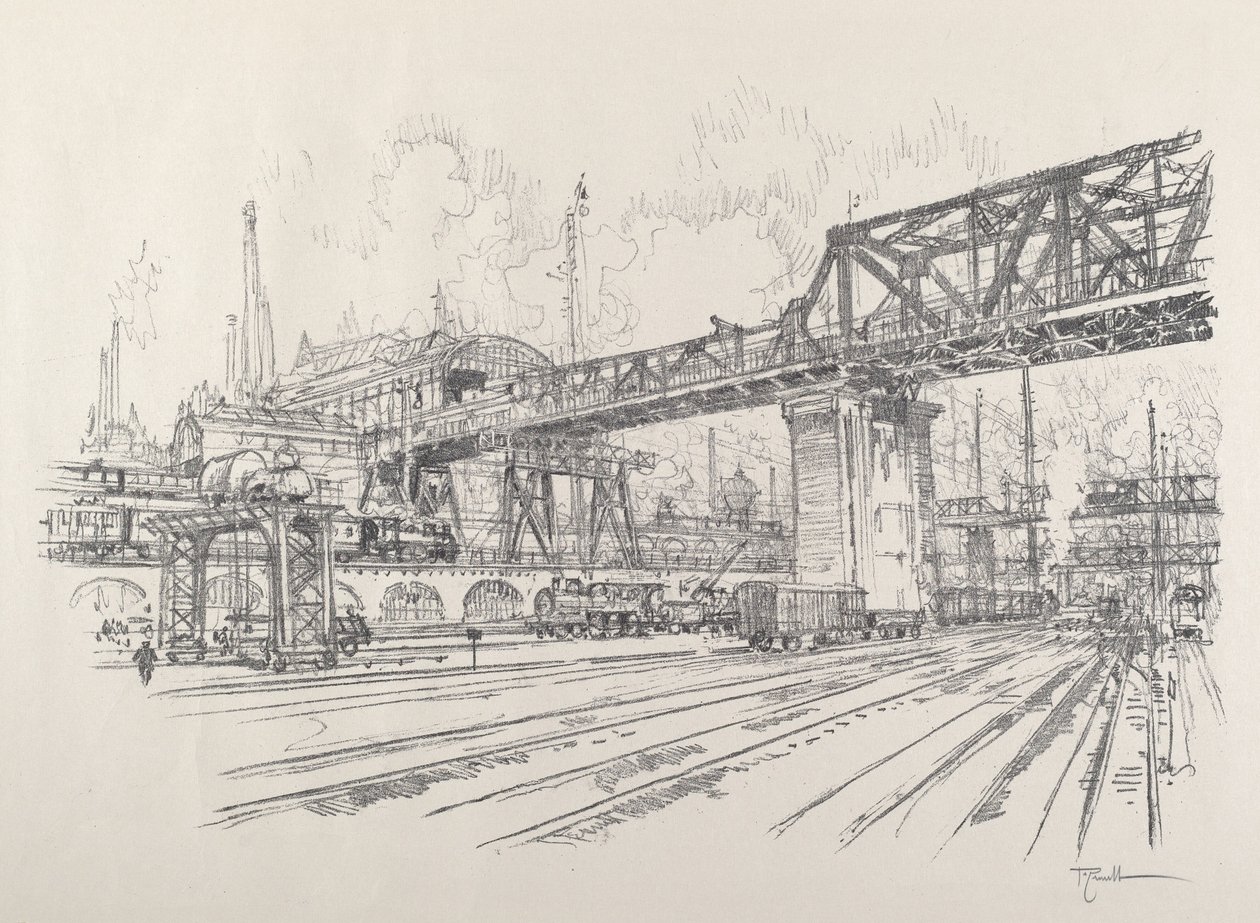 Gleisdreieck, 1921. av Joseph Pennell