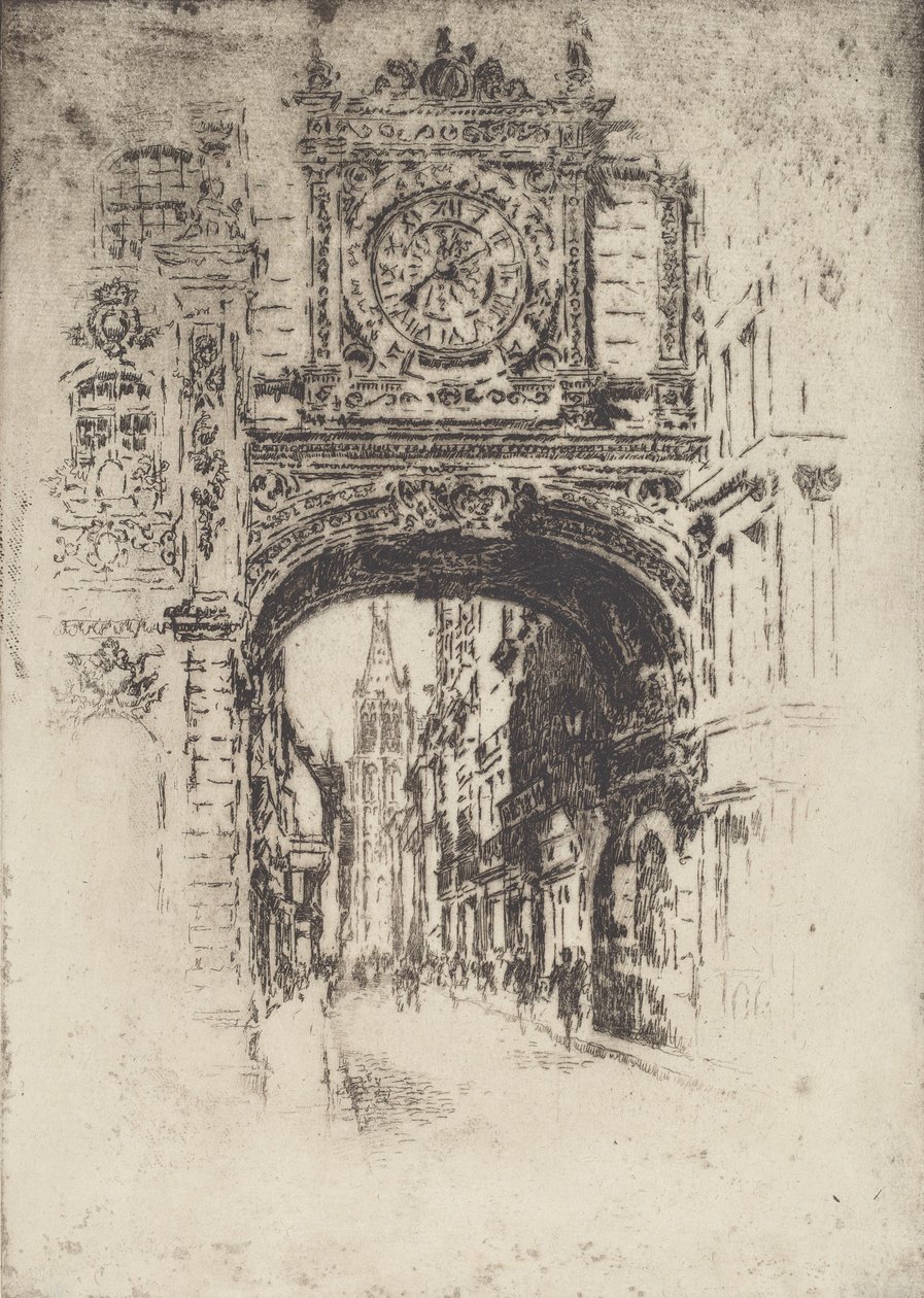 Stor klokke, Rouen, 1907. av Joseph Pennell